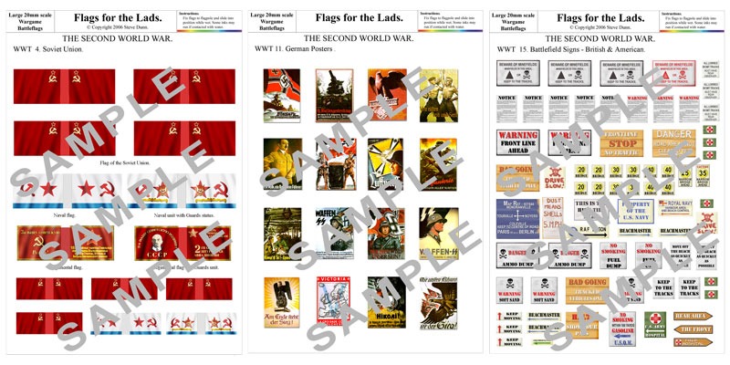 Sample WWII Flag Sheets.